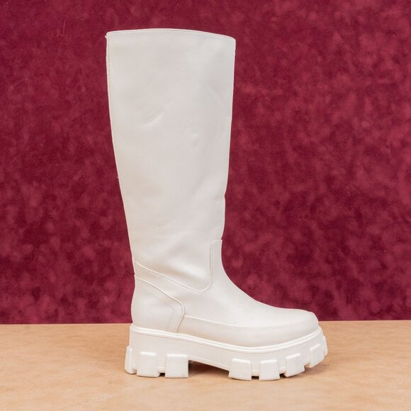 Circus NY Wmn Dollie Ivory Vegan Leather Platform Festival Combat Boots sz 6 - Picture 4 of 10